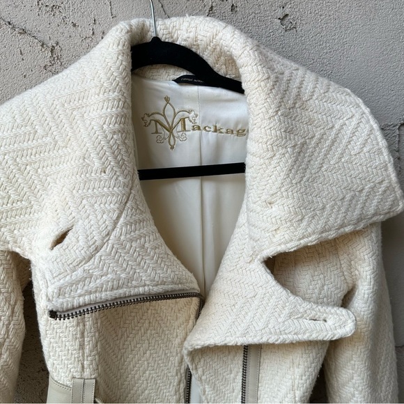 Mackage Virgin Wool Belted Long Coat in ivory size XS - Picture 5 of 16